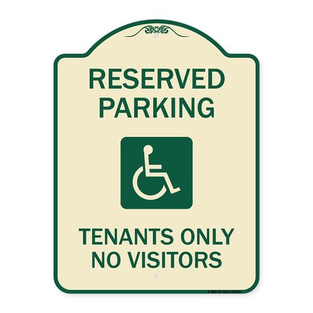 SIGNMISSION Reserved Parking Tenants No Visitors W/ Graphic Heavy-Gauge Aluminum Sign, 24" x 18", TG-1824-23005 A-DES-TG-1824-23005